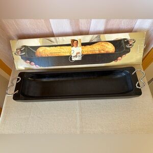 Emeril Serverware From Wedgewood Wood Baguette Tray-Stainless Steel Handles